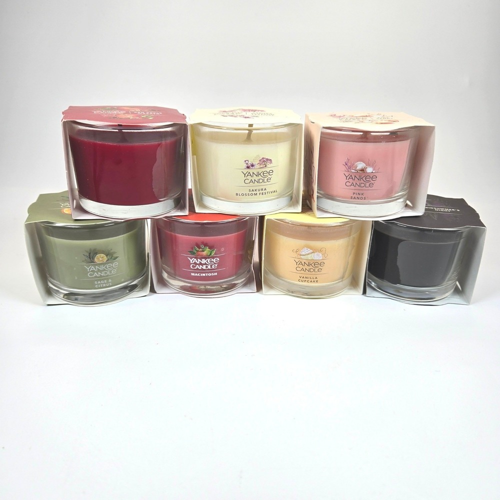 NEW Yankee Candle Lot of 7‎ Mini Scented Glass Candle votive 1.3 oz Minis